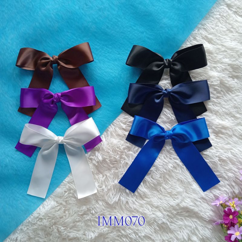 [IMM070] โบว์นักเรียนทรงมัดธรรมชาติ หางสั้น (15x17cm) ริบบิ้น4cm นุ่มมากเป็นผ้าซาตินมันวาว 2 ด้าน