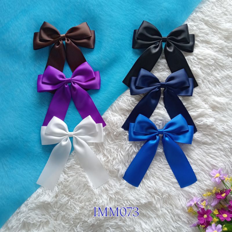 [IMM073] โบว์นักเรียน2ชั้น ทรงปีกนก หางสั้น (14x15cm) ริบบิ้น4cm นุ่มมากเป็นผ้าซาตินมันวาว 2 ด้าน