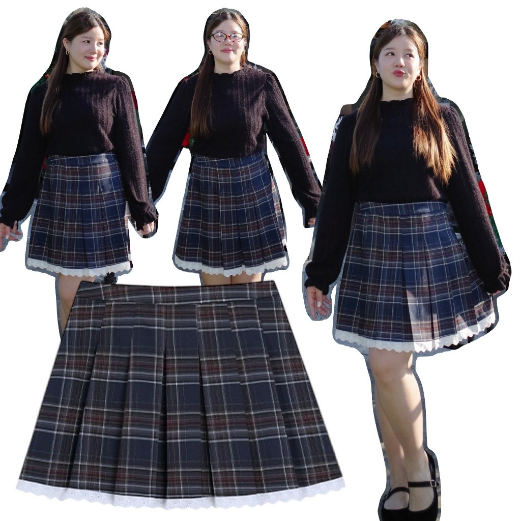 ( เอวสูงถึง 42") Mini Scott Skirt กระโปรงสาวอวบ กระโปรงสั้น