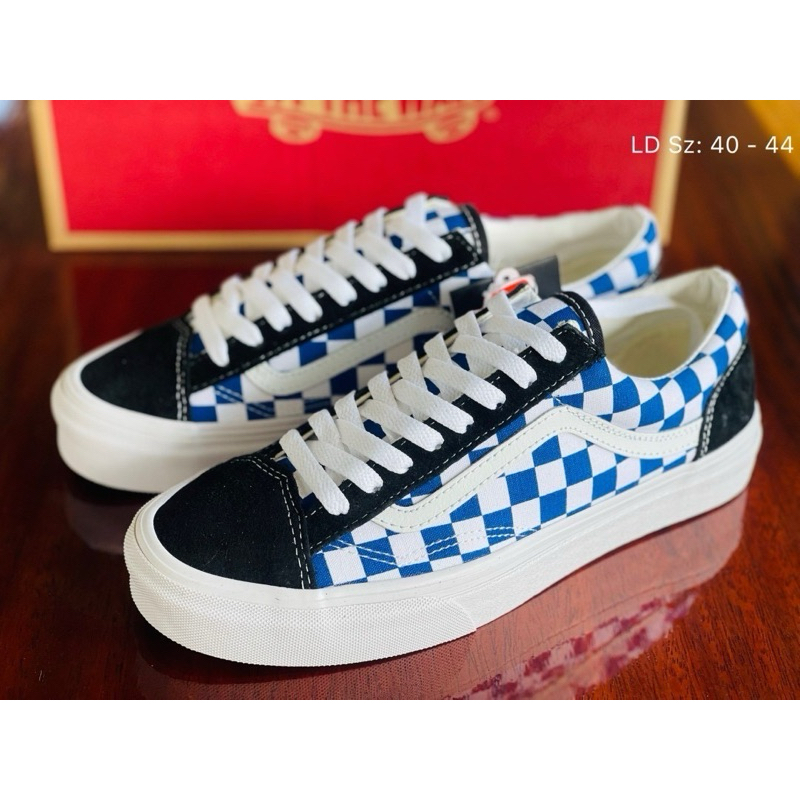 🛒🎁พร้อมส่งรองเท้าold skoolตารางขาวน้ำเงิน/ดำ(A+)คุณภาพดี พร้อมกล่อง ใส่ได้ทั้ง ช-ญ ✅มีไซส์ 40-44