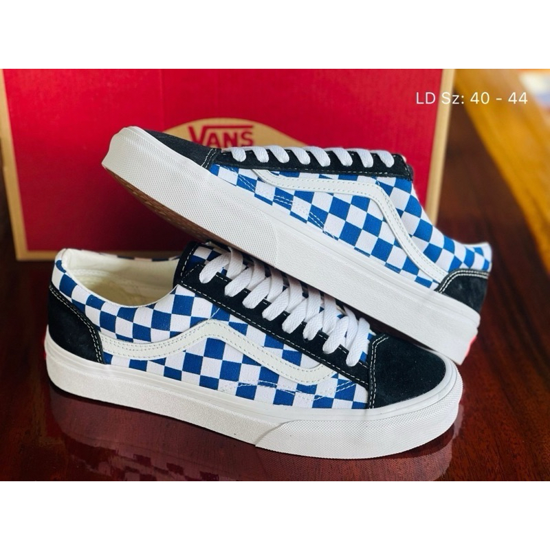 🛒🎁พร้อมส่งรองเท้าold skoolตารางขาวน้ำเงิน/ดำ(A+)คุณภาพดี พร้อมกล่อง ใส่ได้ทั้ง ช-ญ ✅มีไซส์ 40-44