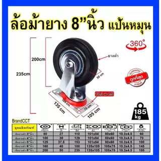 ล้อยางตราม้าขนาด 3"นิ้ว/4"นิ้ว/5"นิ้ว/6"นิ้ว/8"นิ้ว แป้นตาย/แป้นหมุน/แป้นเบรค