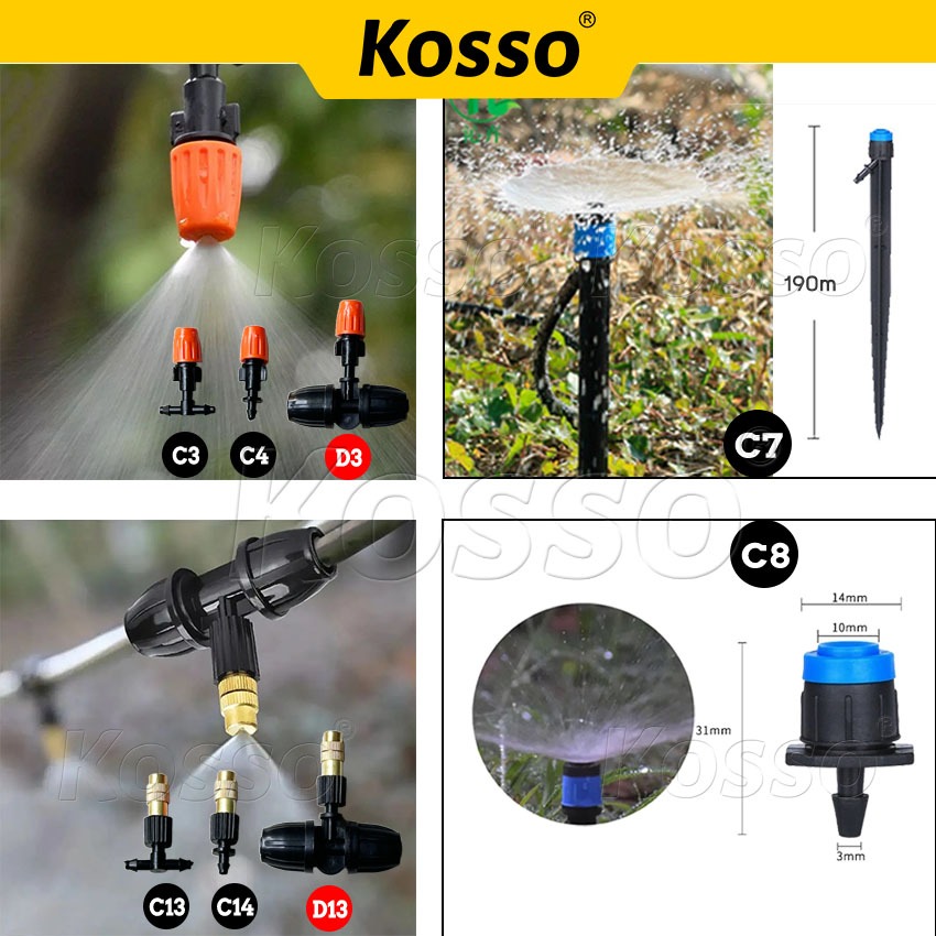 Kosso ข้อต่อสวมเร็ว สำหรับต่อสายไมโคร ขนาด 4/7 (5/7) มม. ชุดหัวต่อก๊อกน้ำขนาด 4หุน และ 6หุน ข้อต่อก็อกแปลง ZC-B - รูปที่ 4