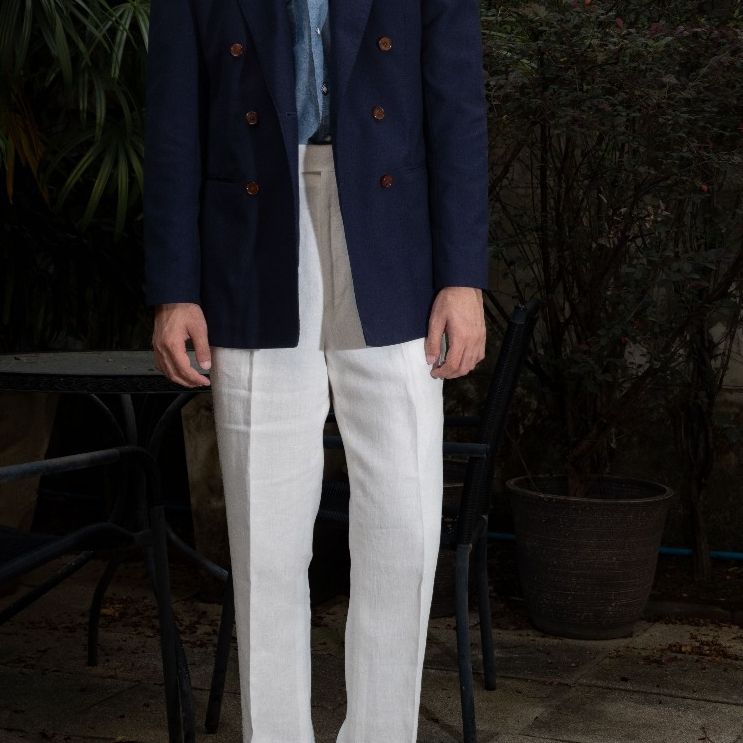 [T9LN-OFFW] กางเกงลินินขายาวเอวสูง Classic High Waist Trousers "OffWhite"