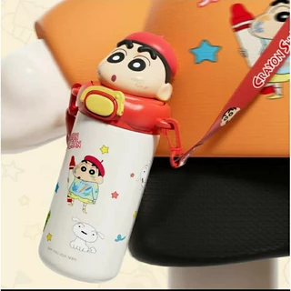แก้วshinchan 480ml สแตนเลส กระติกน้ำลายชินจัง ชินจัง แก้วเก็บความเย็น ขวดน้ำ มีสายสะพาย เก็บความเย็น