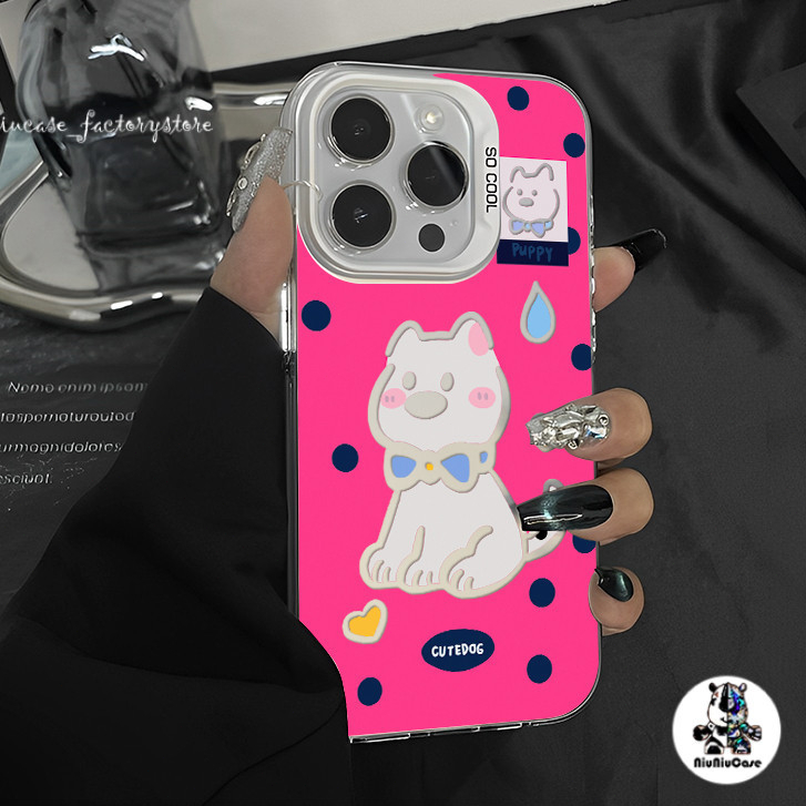 ลูกสุนัขสีแดง เคสไอโฟนหรูหราไฮโซ เคสโทรศัพท์ For iPhone 11 13 12 14 15 16 Pro Max 8P 7Plus X XR XS Max SE เคส กันกระแทก