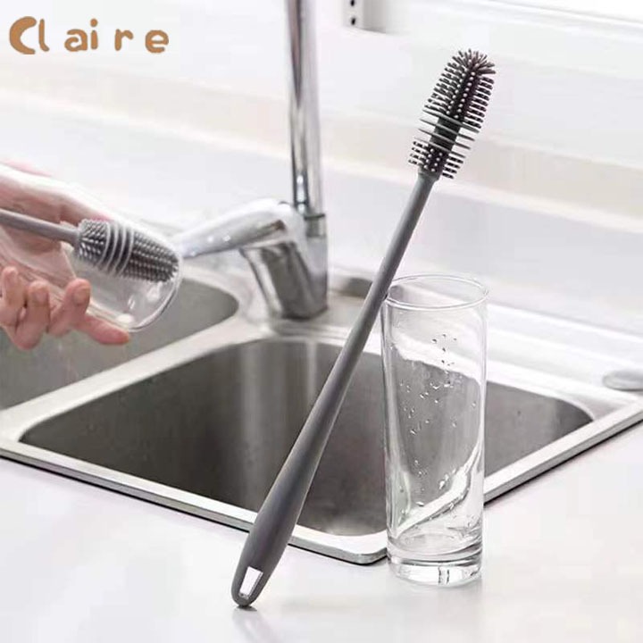 COD แปรงซิลิโคน ด้ามจับยาว สําหรับทําความสะอาดขวดนม แก้วน้ํา Claire