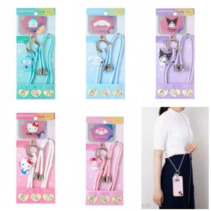 สายคล้องโทรศัพท์​มือถือ​น่ารัก​ สไตล์​ยาว​ crossbody ลาย​ Sanrio​