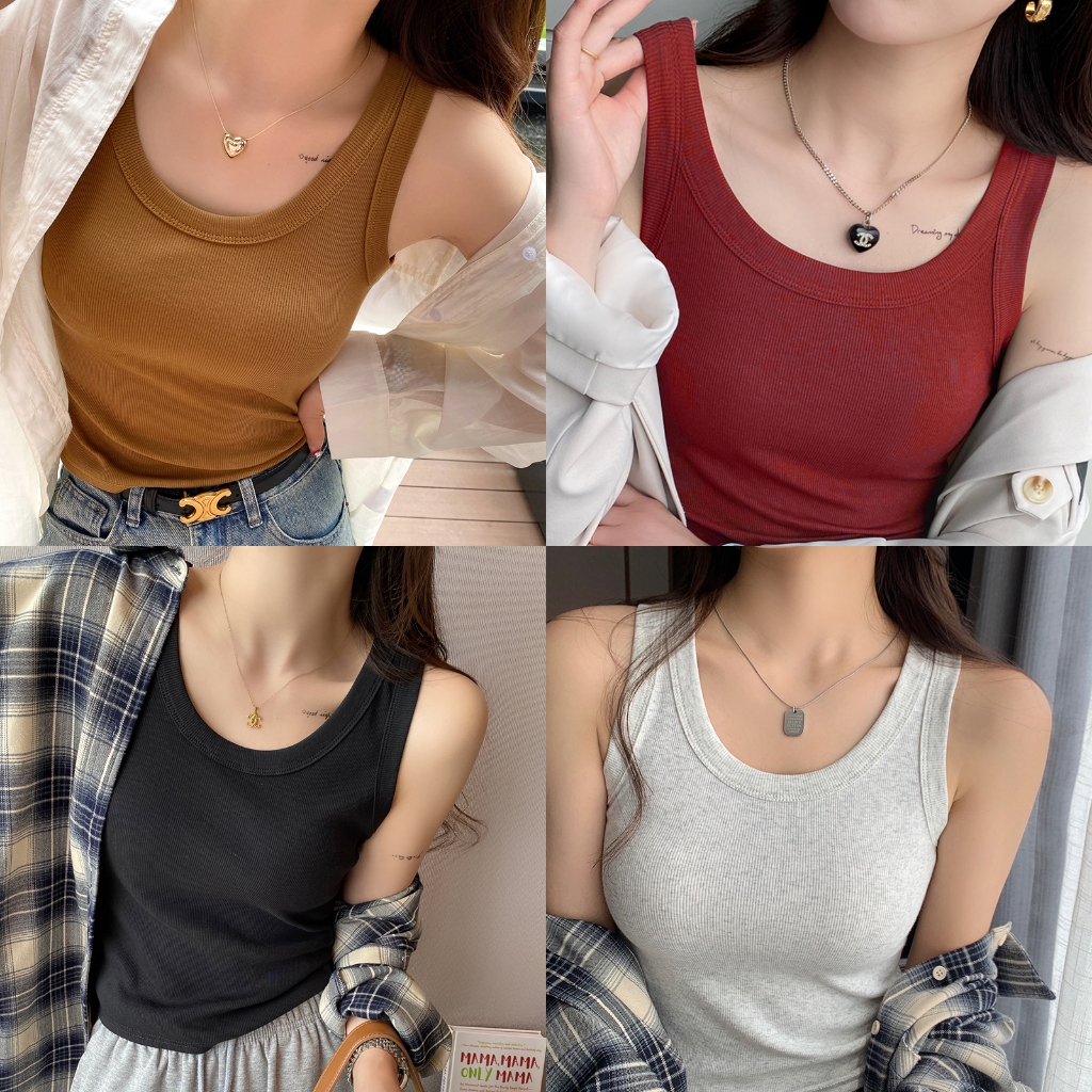 เสื้อกล้ามหญิง พร้อมแผ่นรองหน้าอก ผ้านิ่มๆใส่สบาย เสื้อทรงคอร์เซ็ทเซ็กซี่