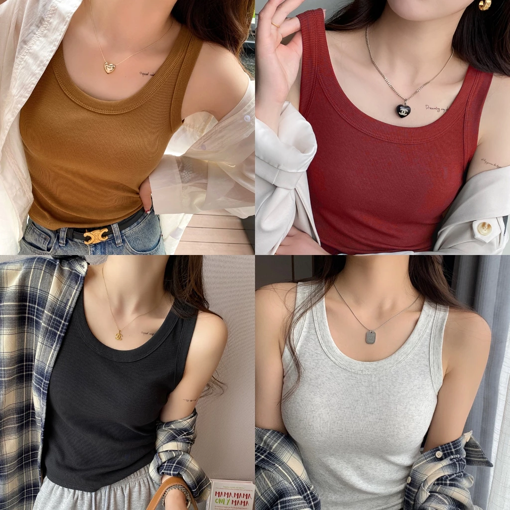 เสื้อกล้ามหญิง พร้อมแผ่นรองหน้าอก ผ้านิ่มๆใส่สบาย เสื้อทรงคอร์เซ็ทเซ็กซี่
