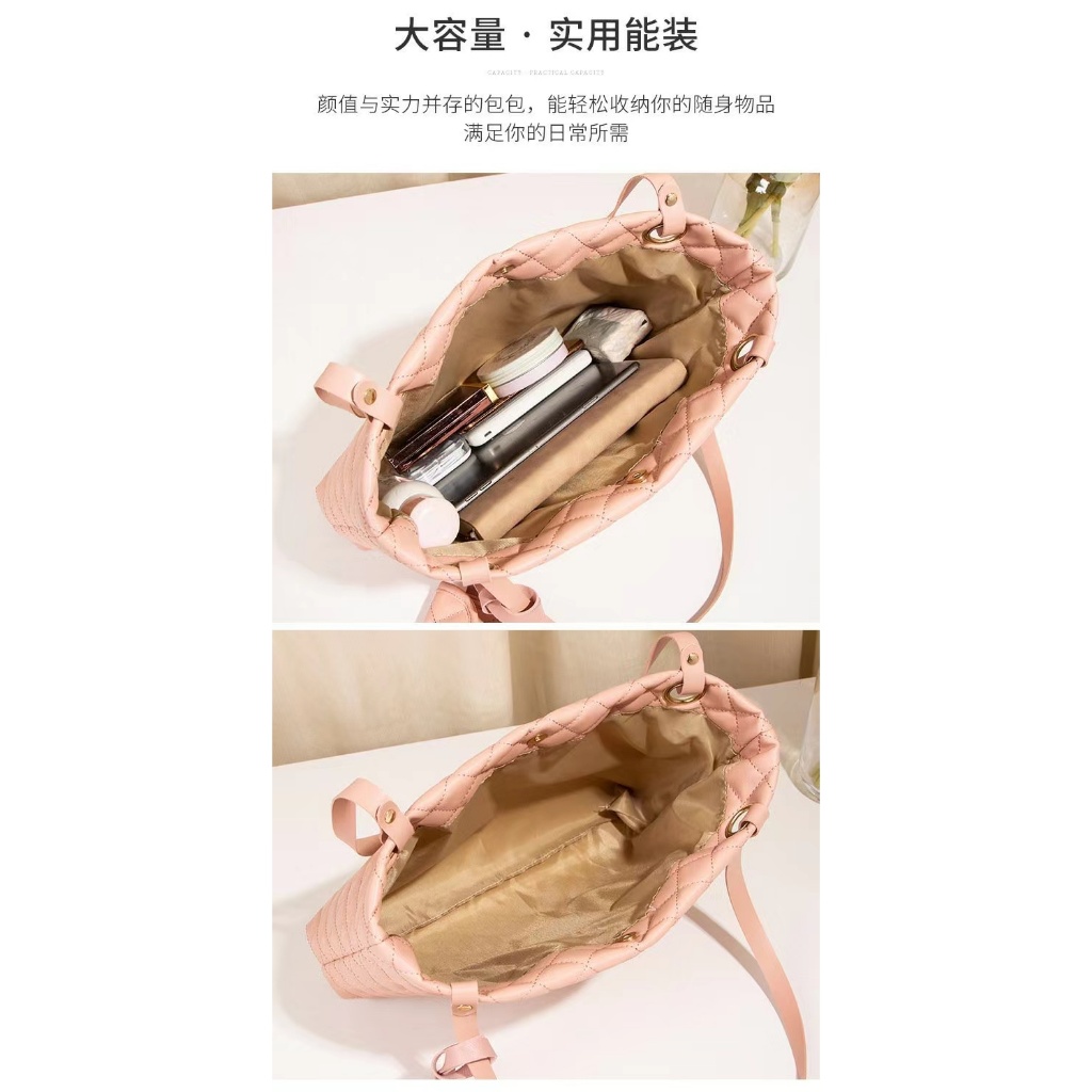 【พร้อมส่ง】 Tote Bag กระเป๋า สะพายไหล่คล้องแขน หนัง PU ความจุขนาดใหญ่ มี2ใบ ขนาดพกพา หนังนิ่ม - รูปที่ 7