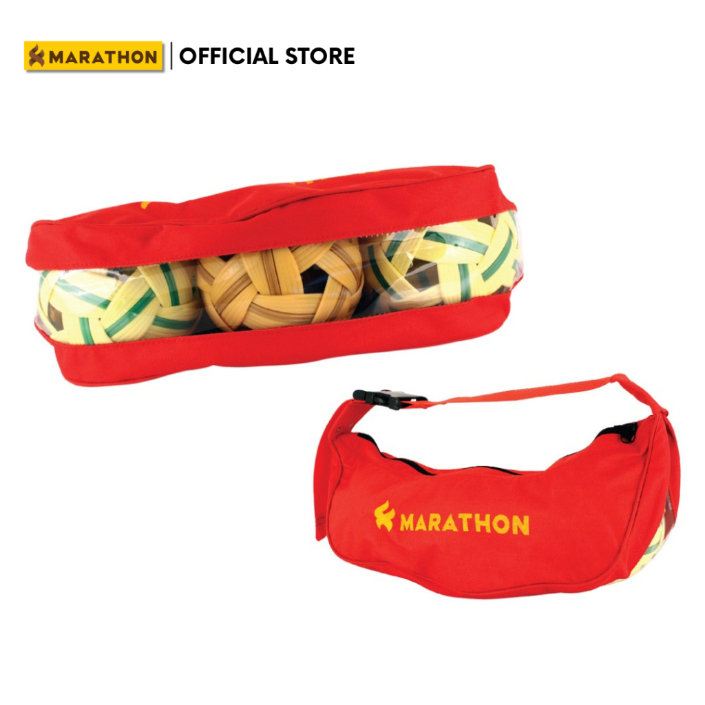 MARATHON กระเป๋าใส่ลูกตะกร้อ กระเป๋าพกพา สำหรับใส่ลูกตะกร้อ บรรจุได้ 3 ลูก Sepak Takraw Bag
