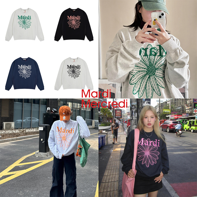 MINI-SHOP⚡ Mardi Mercredi FLOWERMARDI SWEATSHIRT embroidery ของแท้ 100% จาก Korea Duty Free