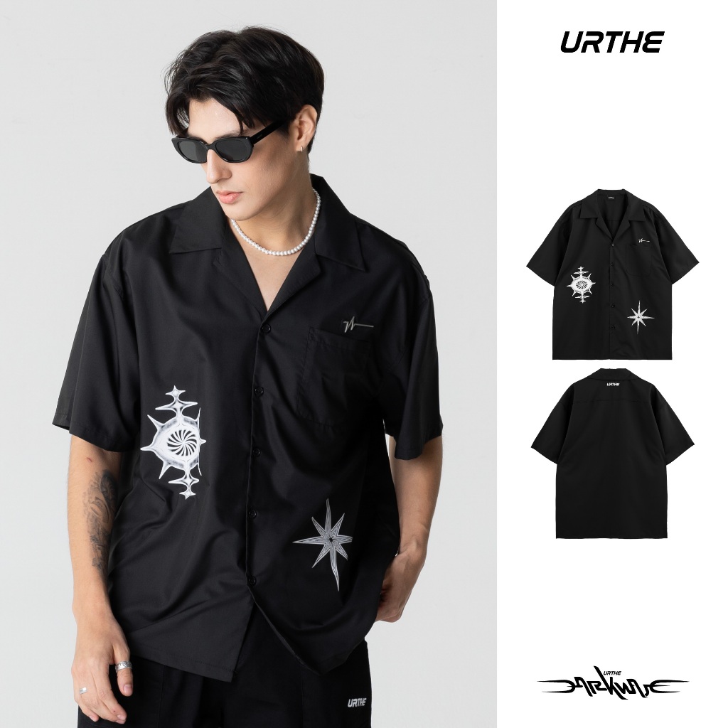 URTHE - เสื้อเชิ้ต เเขนสั้น Oversize Col. DARKWAVE รุ่น DW BASIC SHIRT