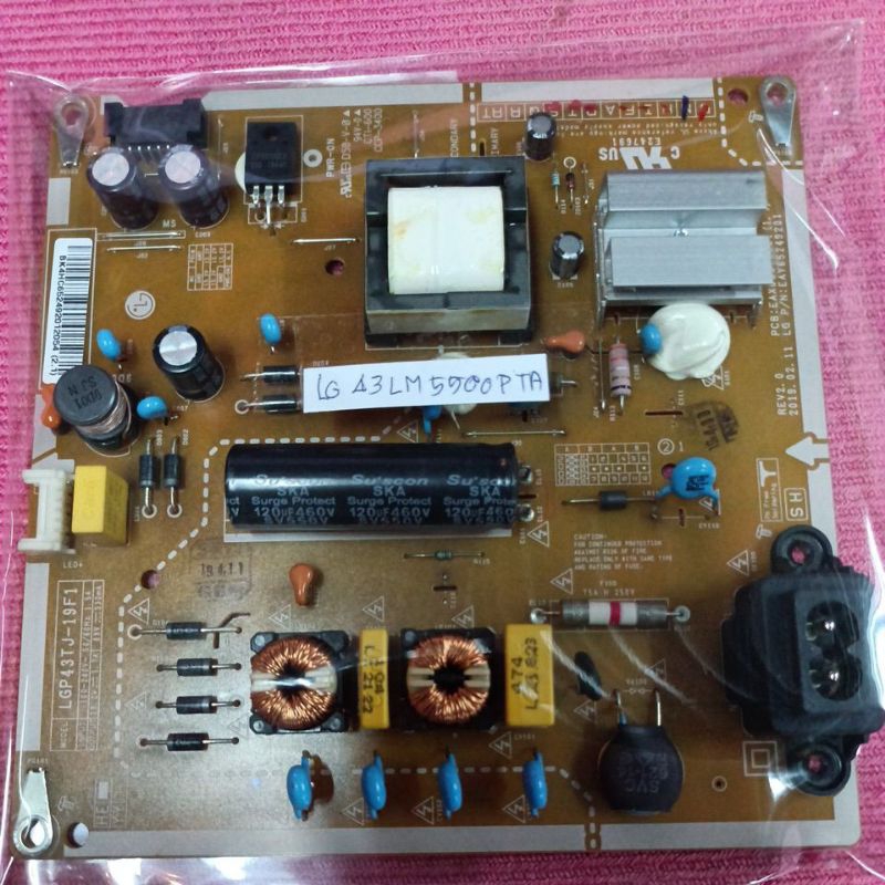 บอร์ดเพาเวอร์ซัพพลายทีวีLG 43 นิ้วรุ่น lg 43 LM 55 00 eta