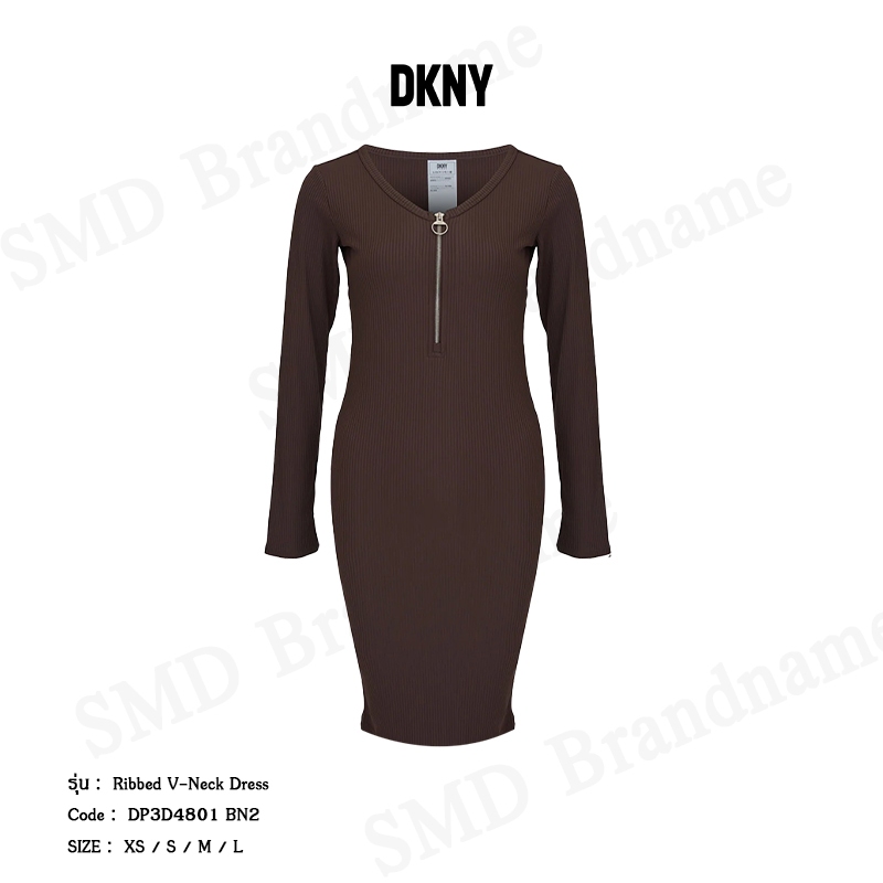 DKNY Sport ชุดเดรส รุ่น Ribbed V-Neck Dress Code: DP3D4801 BN2