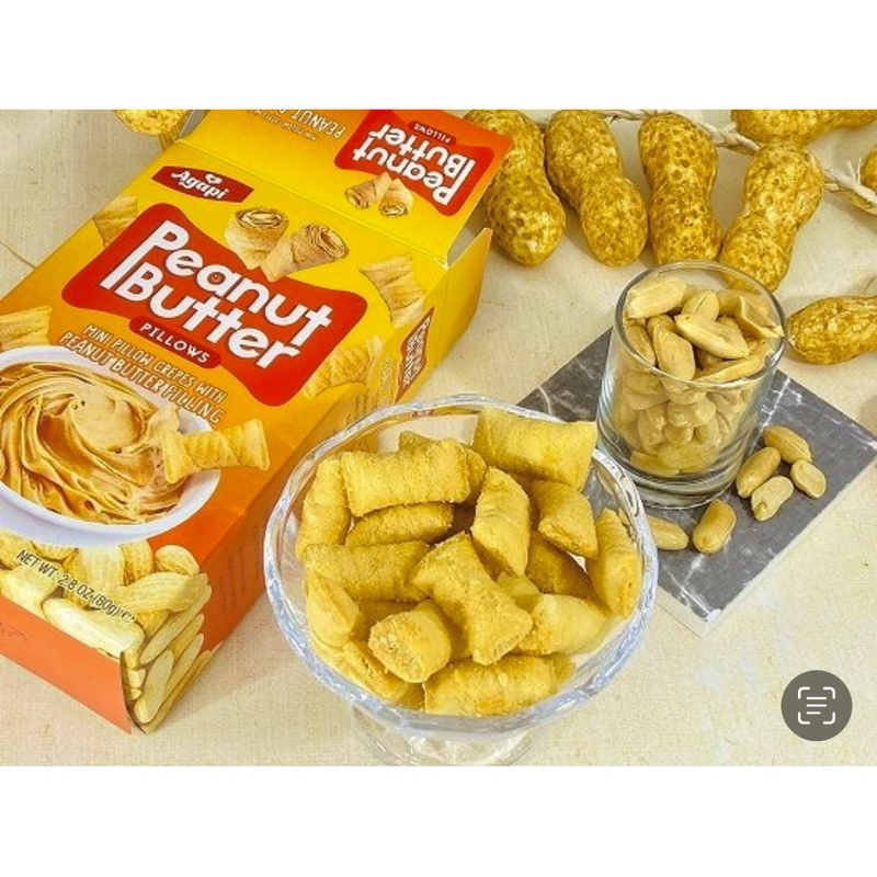 Agapi Peanut Butter Pillow เวเฟอร์ขนาดพอดีคำสอดไส้เนยถั่วแท้