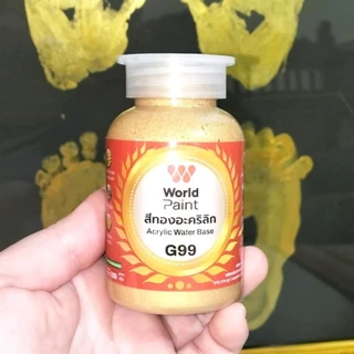 สีมุกอะคริลิค สีทองคำอะคริลิคแท้ สีอะคริลิคสีทอง WorldPaint สีน้ำอะคริลิคทองคำ ขนาด 100 กรัม