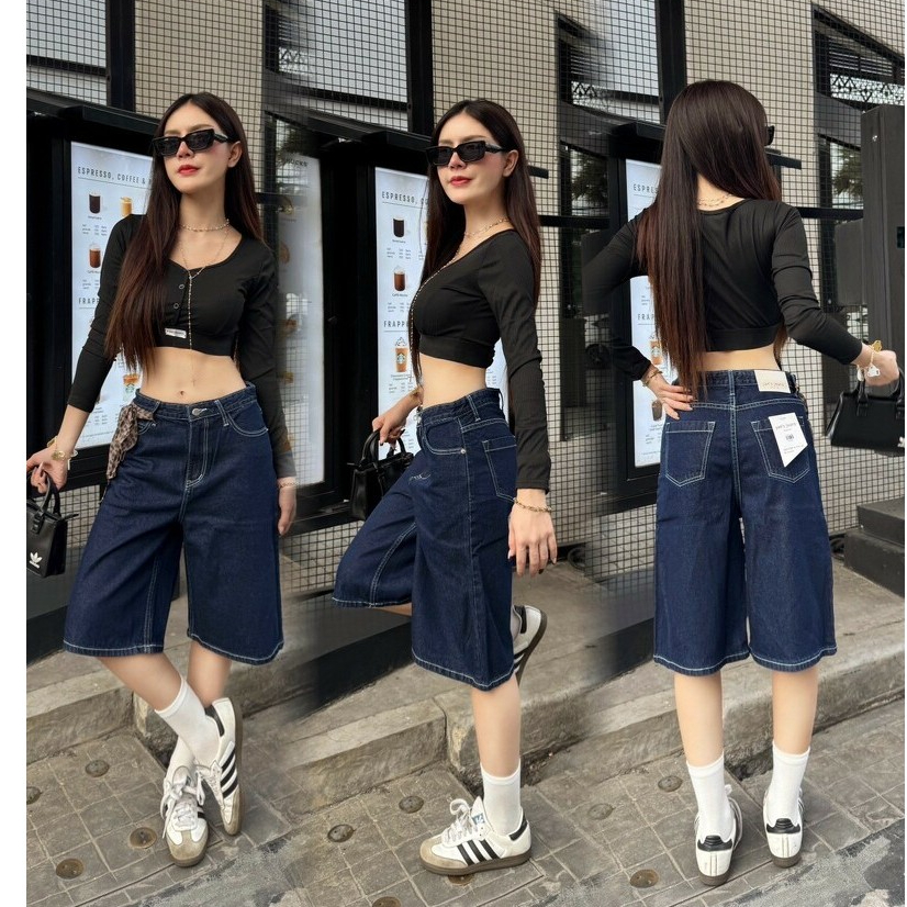 YAM ' Jeans (S-3XL) ยีนส์ขาสั้น 5 ส่วน ที่จริงใจ ผ้านิ่มเอวสูง ทรงงานสวย เก็บพุงเริ่ด ใส่แล้วหุ่นเป๊ะ