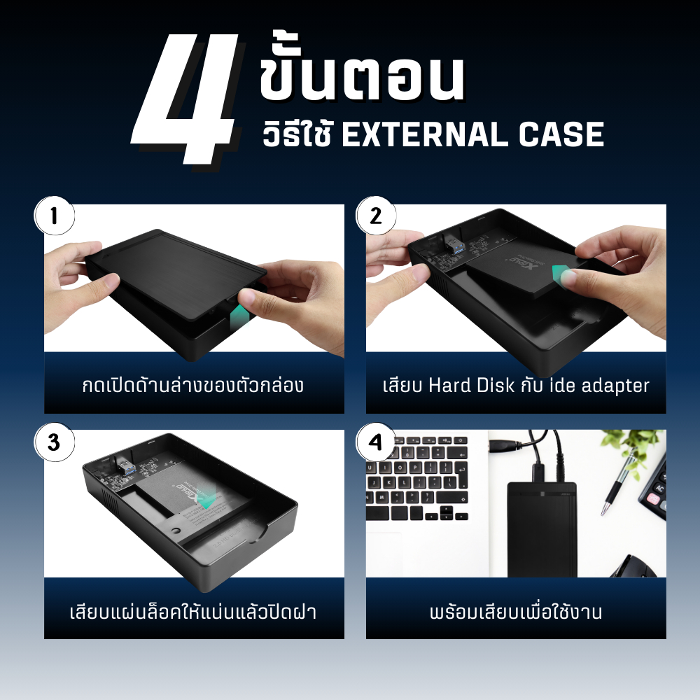 YOUDA กล่องฮาร์ดดิส HDD Case 3.0 รับประกัน 1ปี ใส่ฮาร์ดดิสก์ได้ทั้ง 3.5'' HDD และ 2.5''SSD YD-UHD375 กล่องใส่ฮาร์ดดิสก์