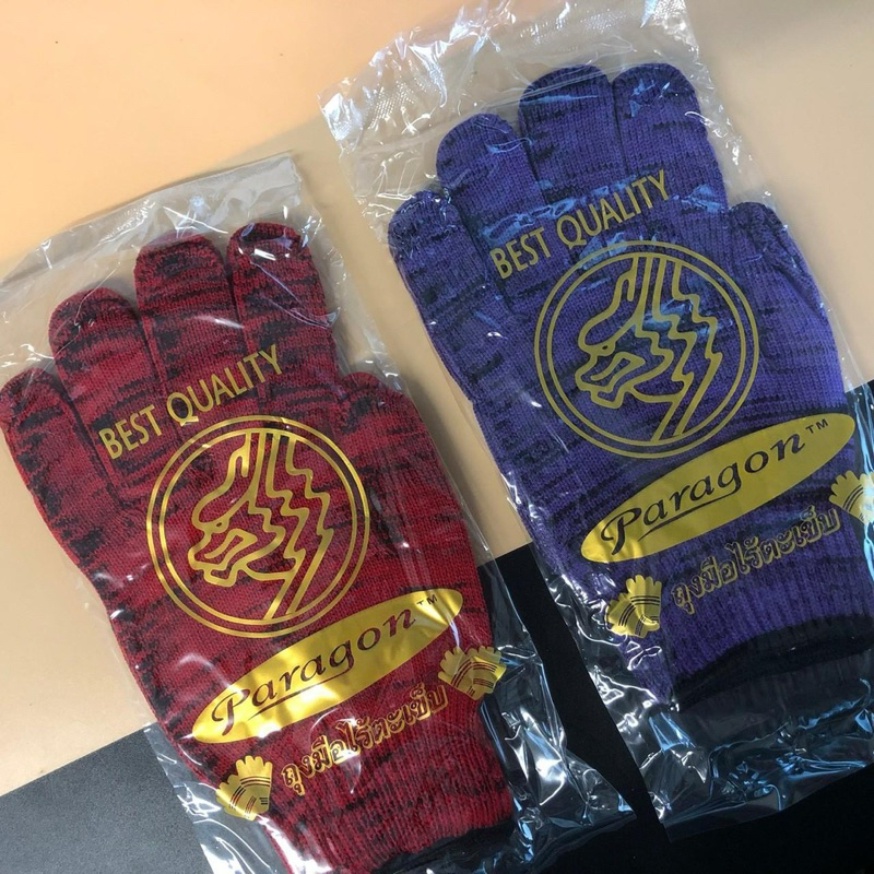 (12 ชิ้น) No.500  ถุงมือผ้าไนล่อน ถุงมือใช้เกษตรกรรม ประมง ตัดอ้อย กระชับหลายสี ถุงมือขนมชั้น แบ