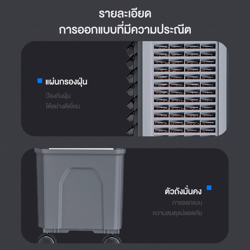 พัดลมไอเย็น 15L ความเร็วลม 3 ระดับ แอร์เครื่อนที่ พัดลมแอร์เย็นๆ พัดลมไอน้ำพกพา แถมเจลเย็น 4 ชิ้น รูปที่ 7