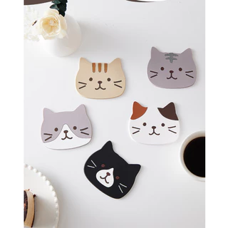 (🇹🇭พร้อมส่ง)ที่รองแก้ว แผ่นรองแก้ว PVC ลายแมว กันความร้อนกันลื่น ขนาด น่ารัก ส่งไว