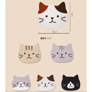 (🇹🇭พร้อมส่ง)ที่รองแก้ว แผ่นรองแก้ว PVC ลายแมว กันความร้อนกันลื่น ขนาด น่ารัก ส่งไว