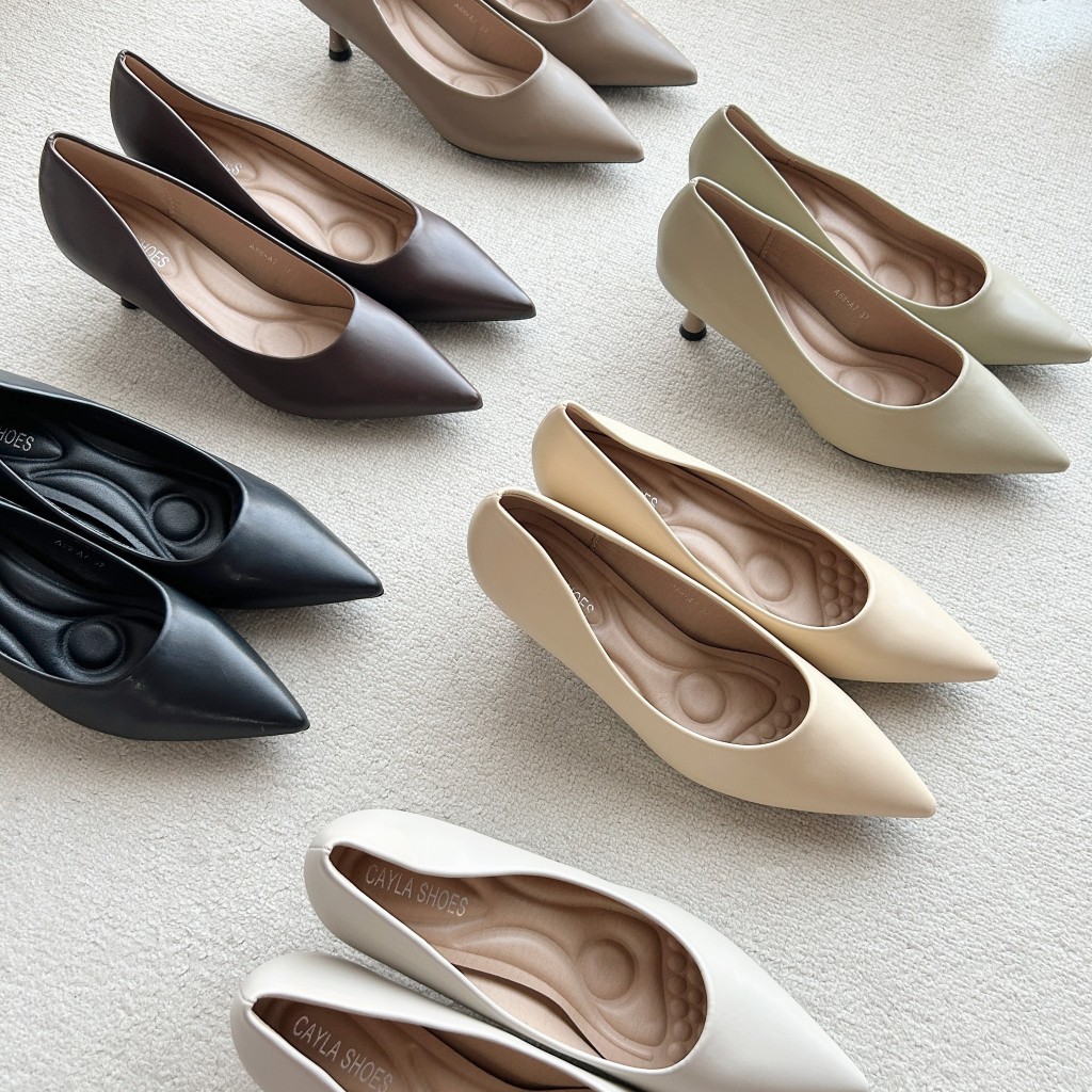 รองเท้าคัทชู ปลายแหลมHigh Heels ส้นสูง1.5นิ้ว รองเท้าkaimooksissy A68-A7 (ชมพู)