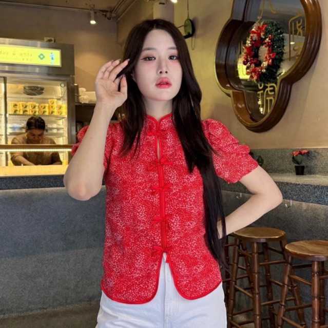 CNY (SM) ตรุษจีนปีนี้จะพลาดไม่ได้เลยค่า เสื้อกี่เพ้าคอจีน น่ารัก สดใส