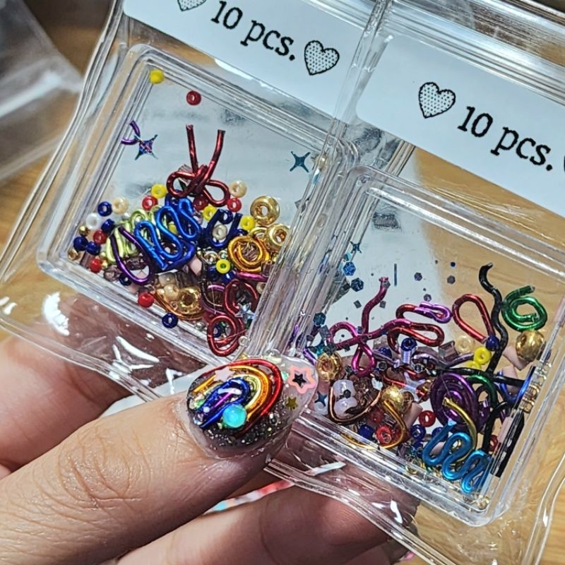 🇹🇭พร้อมส่งจากไทย🌈เส้นลวดดัดหลากสีแปะเล็บ❤️บรรจุคละสี10เส้นต่อซอง⭐✨ดัดง่าย สีสดมากกก🎀สำหรับติดเล็บ ประดับเรซิ่น ❤️