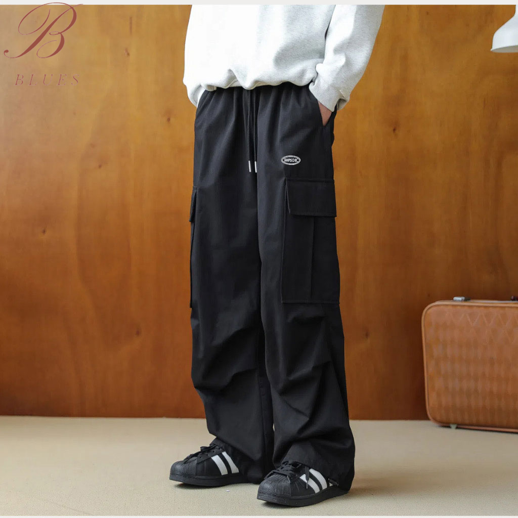 B BLUES กางเกงทำงานผู้ชายสไตล์ใหม่สุดเทรนด์ มีกระเป๋าหลายใบ แบบหลวมและขากระบอกตรง Men กางเกง คาโก้ - รูปที่ 4