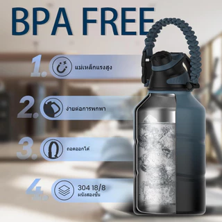 FJbottle ขวดน้ำเก็บร้อน–เย็น 1900ml ความจุใหญ่ พร้อมสายสะพาย สำหรับกีฬา & ฟิตเนส แถมแปรงทำความสะอาด