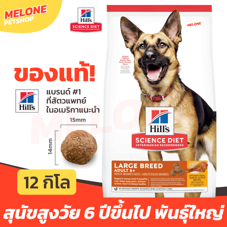 Hill's ฮิลส์ อาหารสุนัข 6+ Science Diet Adult 6+ Large Breed สำหรับ สุนัขสูงวัย สุนัขแก่ พันธุ์ใหญ่ 6 ปี ขึ้นไป 12 kg