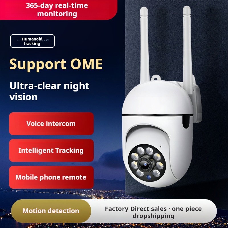 กล้องวงจรปิด ไร้สายกันน้ํา เสียงสองทาการตรวจจับการเคลื่อนไหว 360°PTZ กล้องวงจร Full HD wifi Camera V380PRO