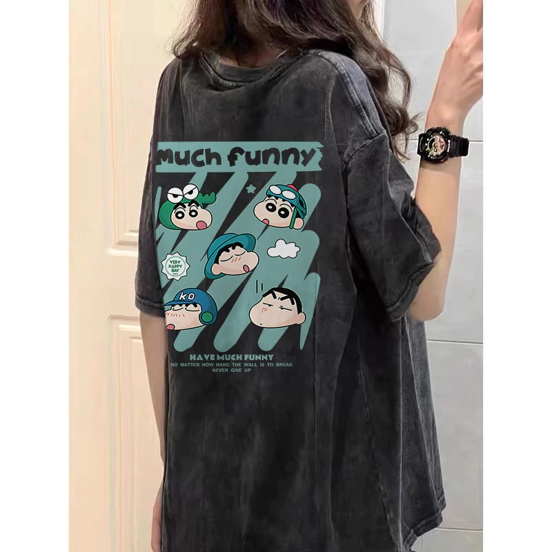 UT shop เสื้อยืด oversize 'MUCH FUNNY' ลายการ์ตูนน่ารักหลวม แขนสั้น t shirt cotton100% แฟชั่น สไตล์เกาหลี 3XL