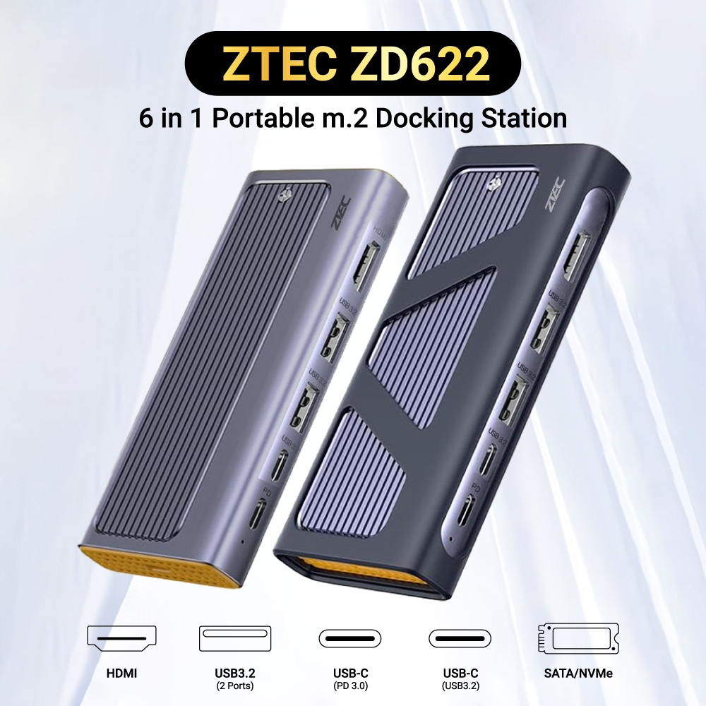 [ลดเหลือ 815] ZTEC ZH831 / ZD621/ ZD622 HUB USB-C 100W ,HDMI 4K,LAN 1Gbps,USB-A USB 3.2 Gen 1x1,SD Card,MicroSD -12M