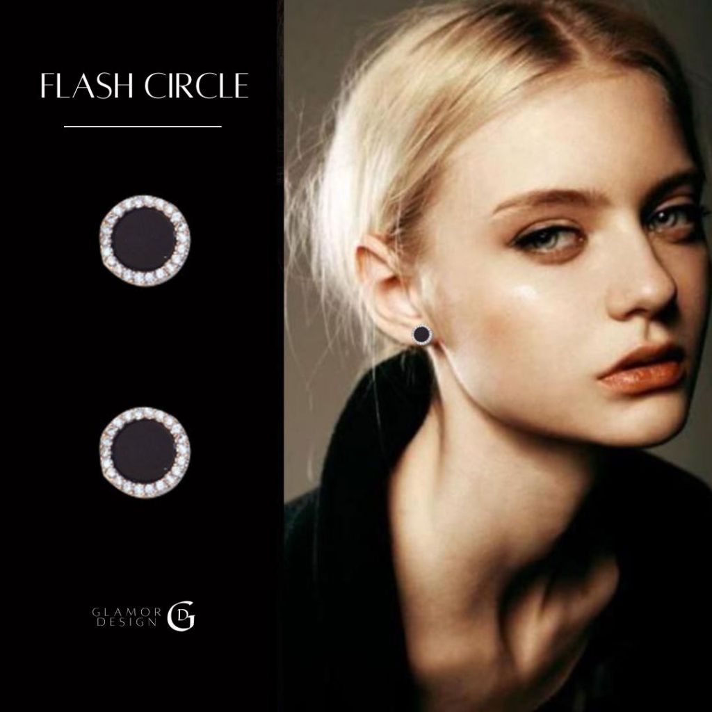 GLAMOR ต่างหูเงิน Flash Circle ตุ้มหูเงิน ต่างหูแฟชั่น ตุ้มหูห่วง ตุ้มหูเงิน925 ต่างหูดีไซน์น่ารัก