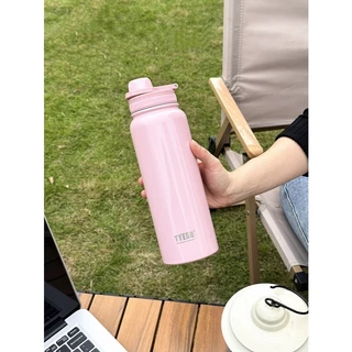 TYESOแท้% ขวดน้ำทรงกระบอก สแตนเลส304แท้ เก็บร้อน-เย็น ขนาด 600ML/750ML/1050ML/1200ML มีฝาปิด พร้อมหูหิ้ว พกพาสะดวก