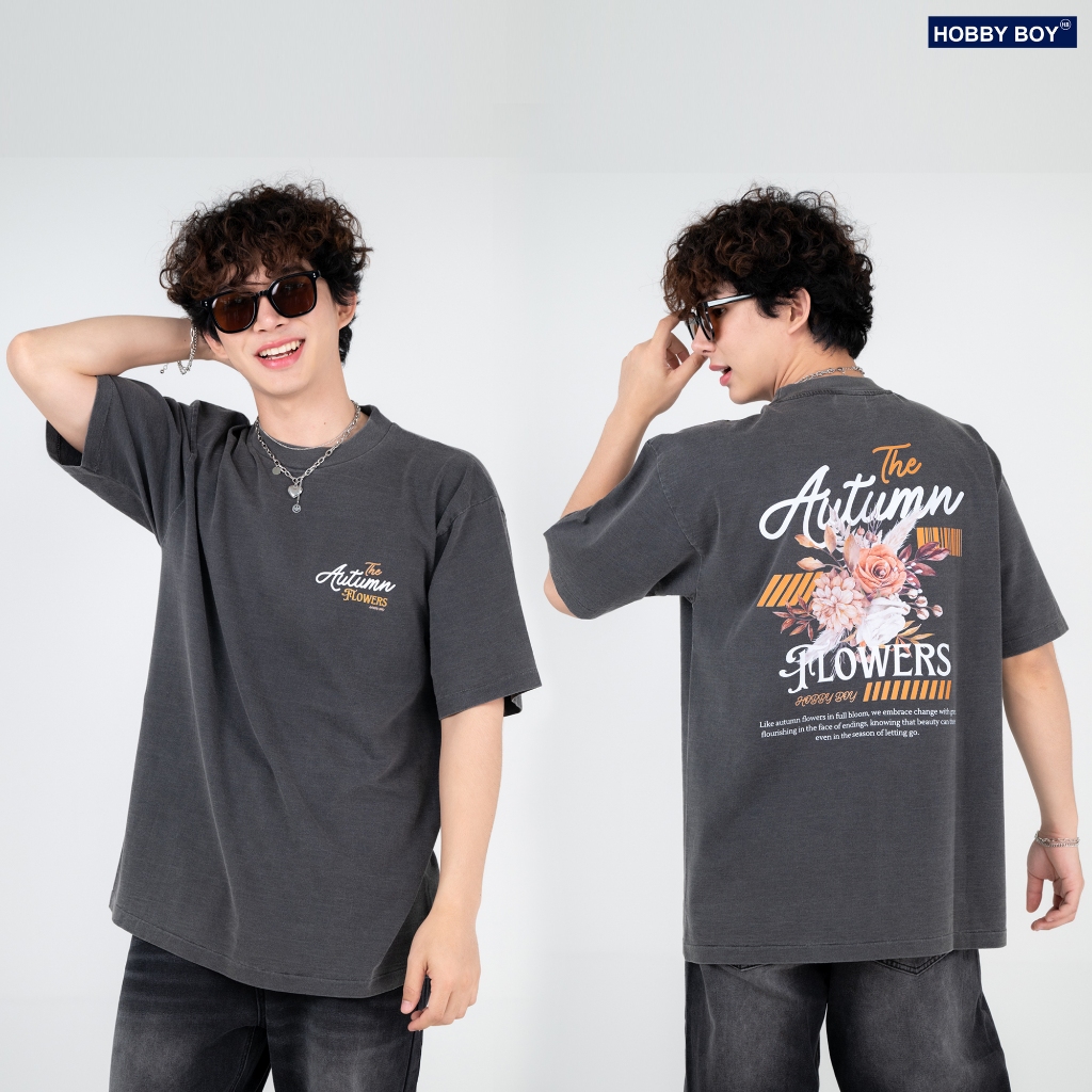 HOBBY BOY - THE AUTUMN เสื้อคอฟิต สีเทาเฟด