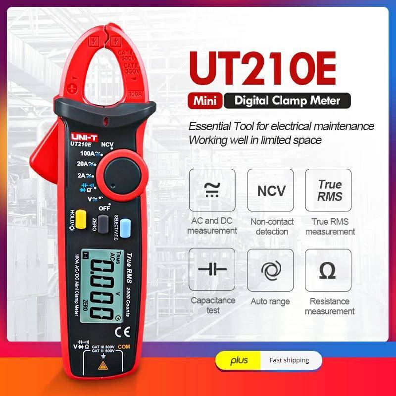 UNI-T 210E คลิปแอมป์ AC DC แคล้มป์มิเตอร์ ดิจิตอล กิ๊ปแอมป์ Clamp Meter UT210E