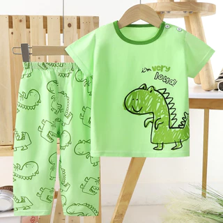 ชุดเซ็ทเสื้อผ้าเด็ก แขนสั้น+ขายาว ลายน่ารัก ใส่นอนได้ ผ้าเบาสบาย
