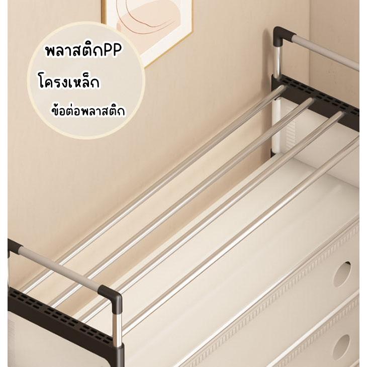 YY ชั้นวางรองเท้า พร้อมพลาสติกกันฝุ่น โครงเหล็ก แผ่นรองพลาสติกPP อย่างดี Black c05 - รูปที่ 7