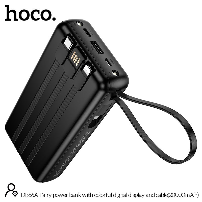 Hoco  แบตสำรอง 20,000mAh  พร้อมสายในตัว powerbank ชาร์จเร็ว มีมอก. DB66A G93