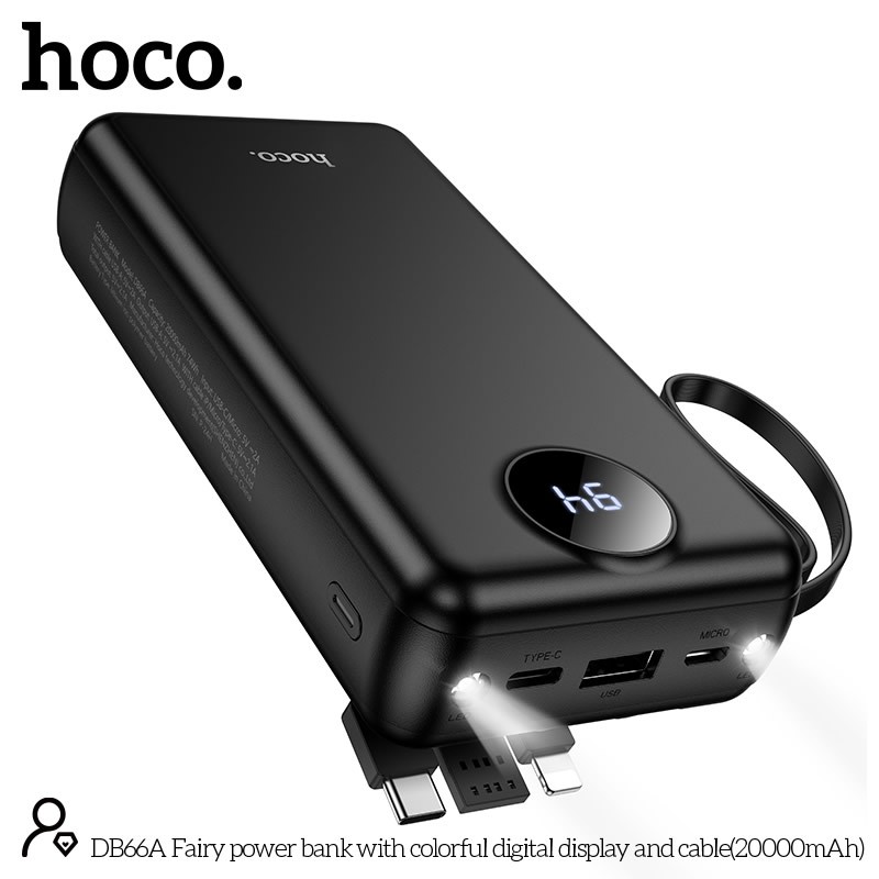 Hoco  แบตสำรอง 20,000mAh  พร้อมสายในตัว powerbank ชาร์จเร็ว มีมอก. DB66A G93