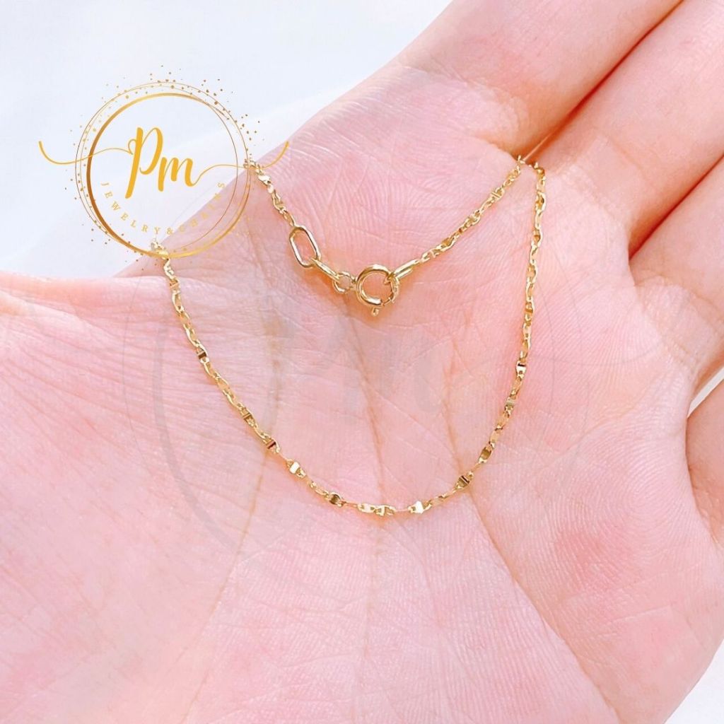 สร้อยคอทองแท้ PM ตะขอก้ามปู ทองคำแท้ 9k Italy (375) ลายจันทร์ มีใบรับประกันจากทางร้าน