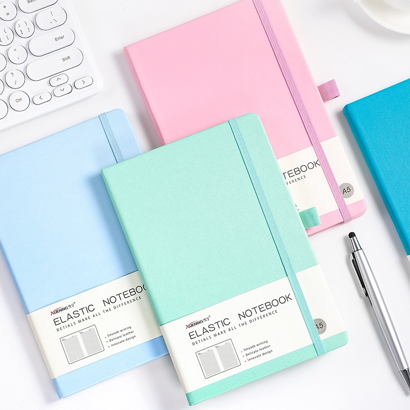 สมุดโน้ตจดบันทึก ไม่มีลาย สีพื้น ขนาด A5 จำนวน 100 แผ่น / 80 GSM