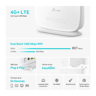 TP-Link Archer MR505 | เราเตอร์ 4G+ ใส่ซิม | AC1200 Gigabit LAN รับเน็ต 300Mbps ประกันศูนย์
