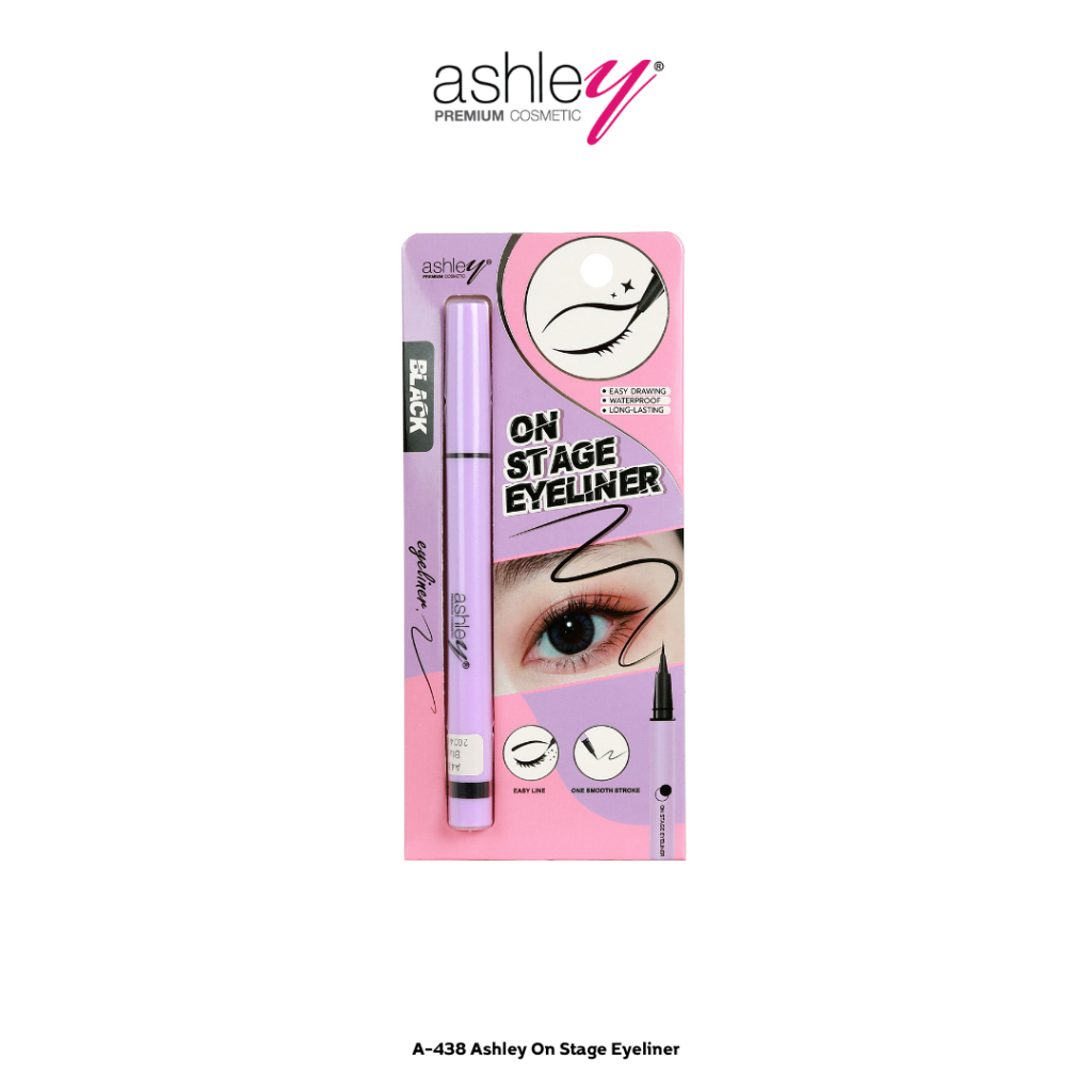 A-438 Ashley On Stage Eyeliner อายไลเนอร์ติดทนที่เหนือกว่า สีคมชัด กันนํ้า กันเหงื่อ หัวพู่กันปลายเรียวเขียนง่าย