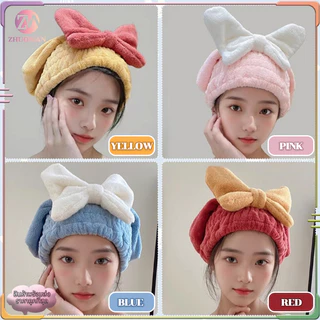 หมวกผมแห้ง หมวกคุมผมแห้งเร็ว ผ้าเช็ดผมนาโน คลุมอาบผม รูปโบว์ น่ารัก นุ่มและเป็นมิตรต่อผิวหนัง ดูดซับน้ำได้ดี ไม่ซีดจาง